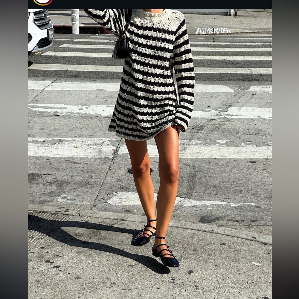 Rumored “Beyond the Sea” Mini Dress – Black/Cream Stripe – NWT – Size M
